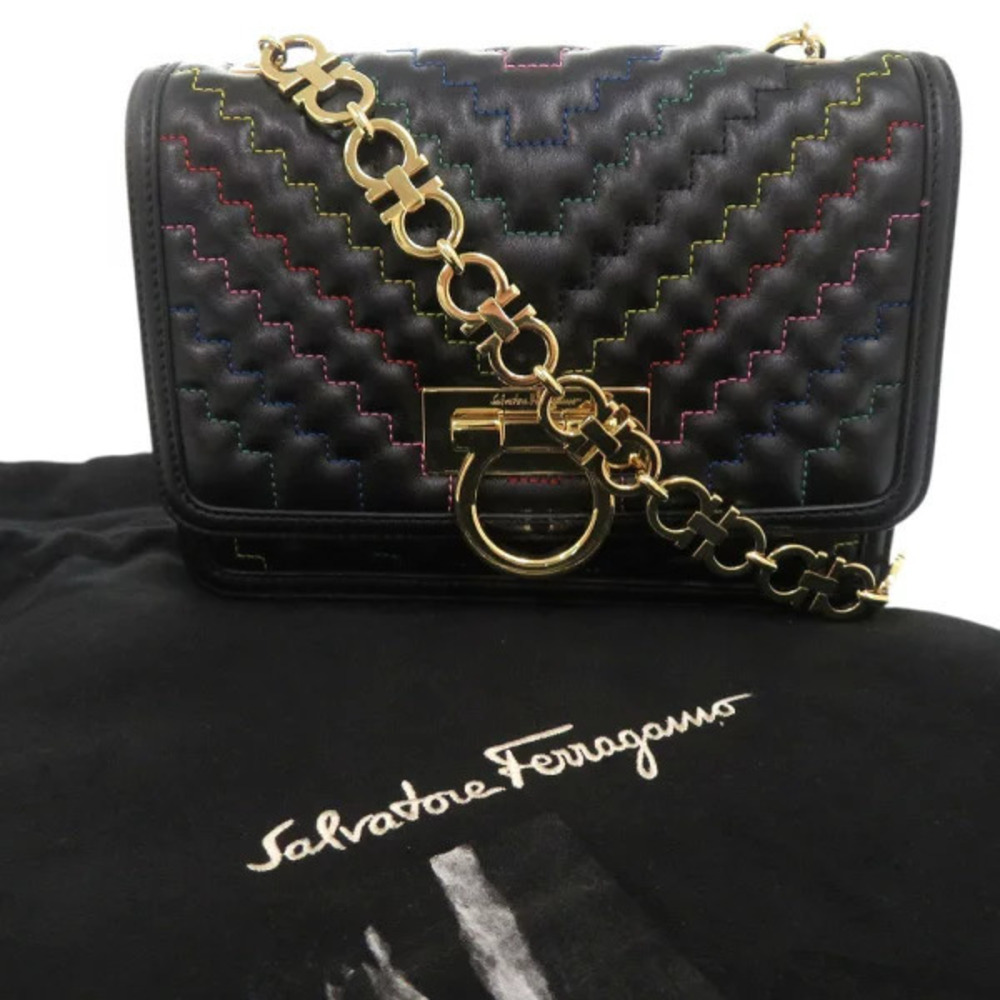Salvatore Ferragamo Multicolor Bag Gancini Leather Chain Shoulder